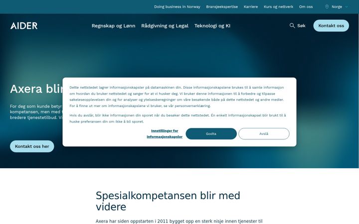 Screenshot of axera.no