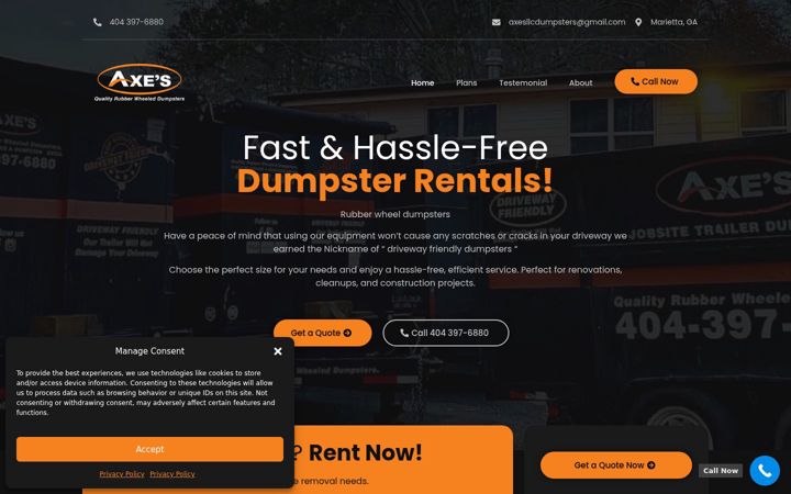 Screenshot of axesdumpsters.com
