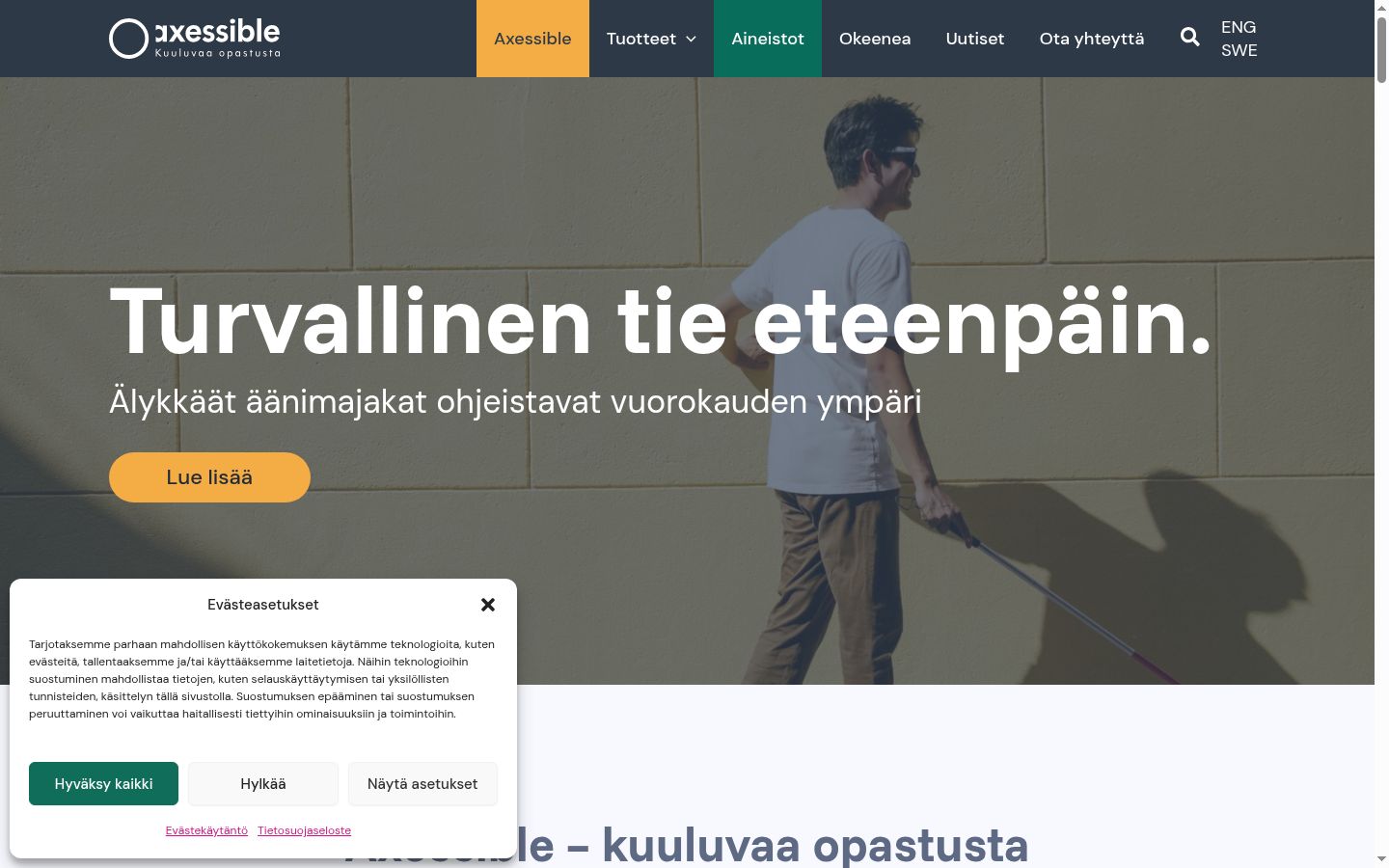 Ekrānuzņēmums ar piekrišanas baneri, kas tika rādīts pirms jebkādas mijiedarbības