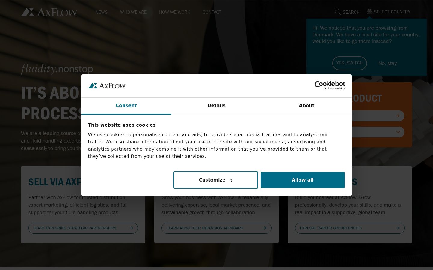 Screenshot of the consent banner shown before any interaction
