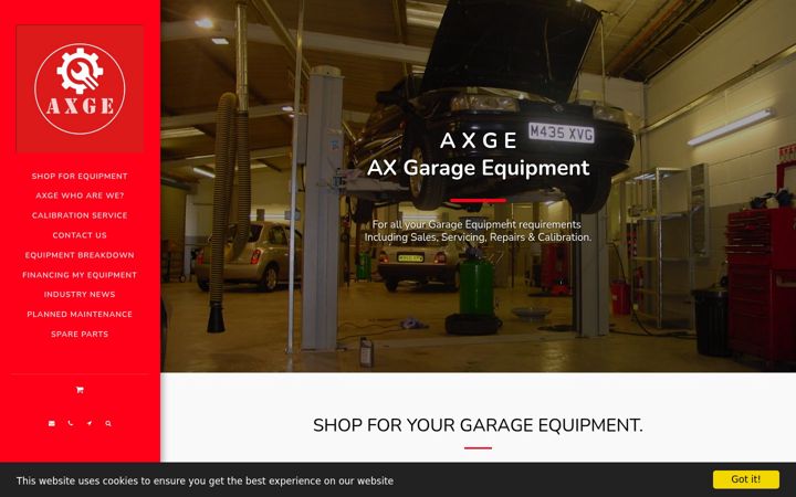Ekrano kopija axgarageequipment.co.uk