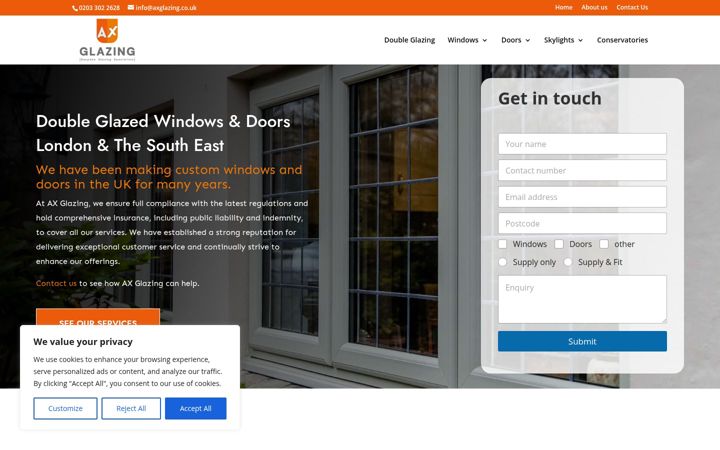 Screenshot of axglazing.co.uk
