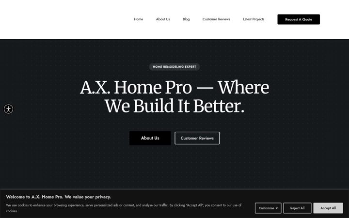 Screenshot of axhomepro.com
