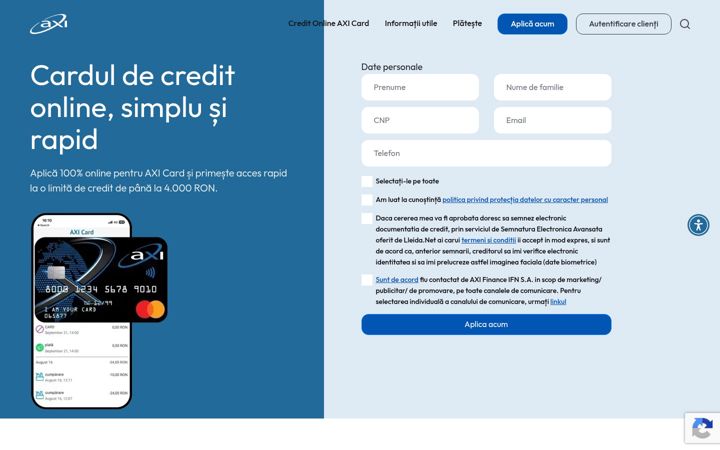 Screenshot of axi-card.ro