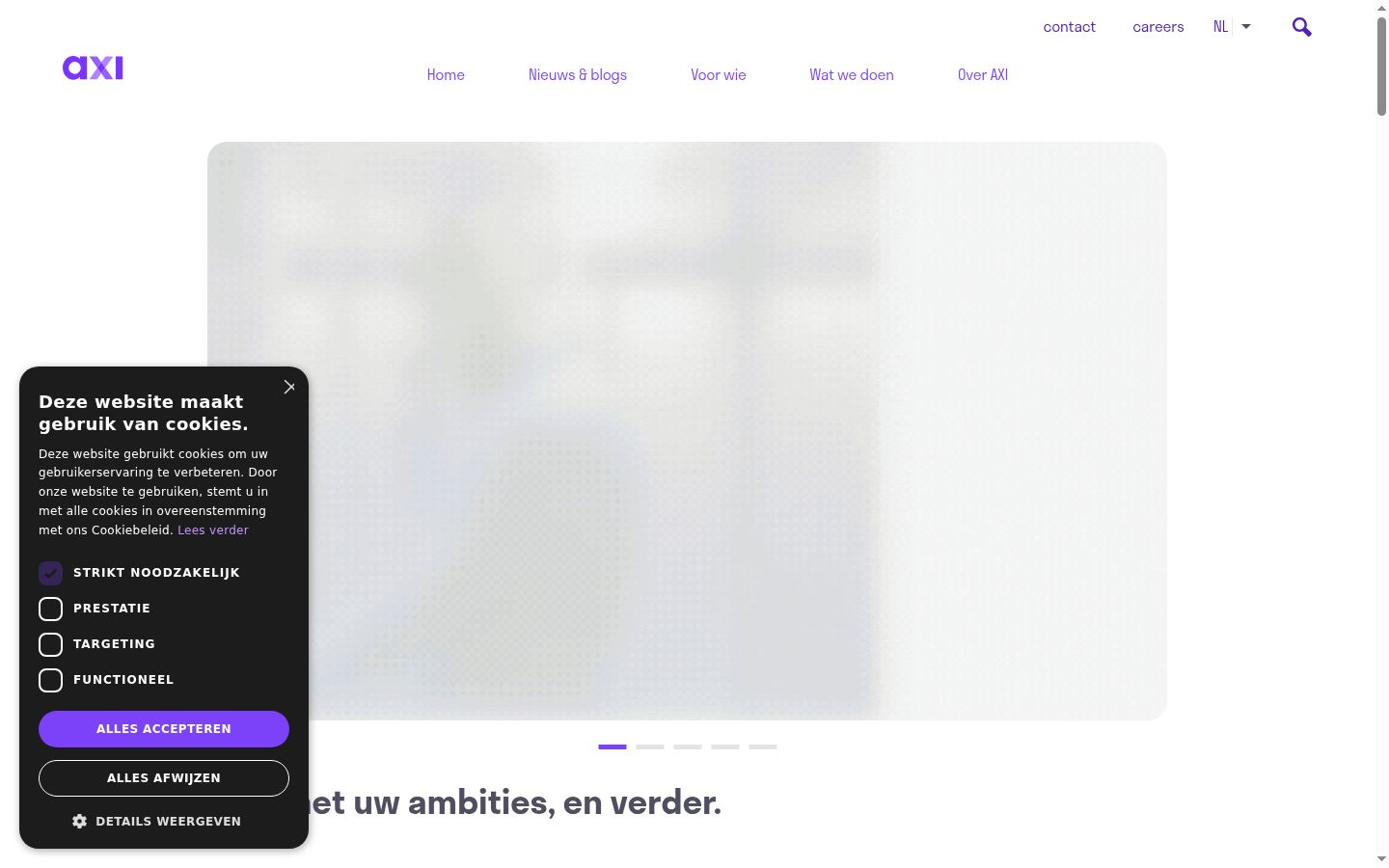 Screenshot van de toestemmingsbanner zoals getoond vóór enige interactie