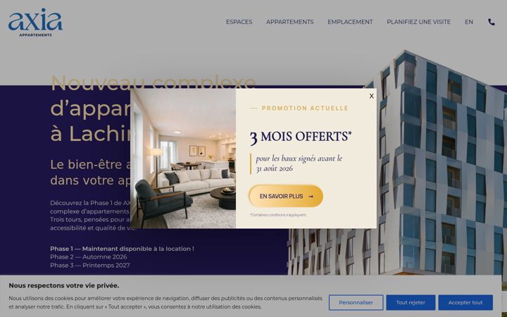 Screenshot of axiaappartements.com