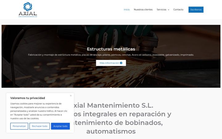 Screenshot of axialmantenimiento.com