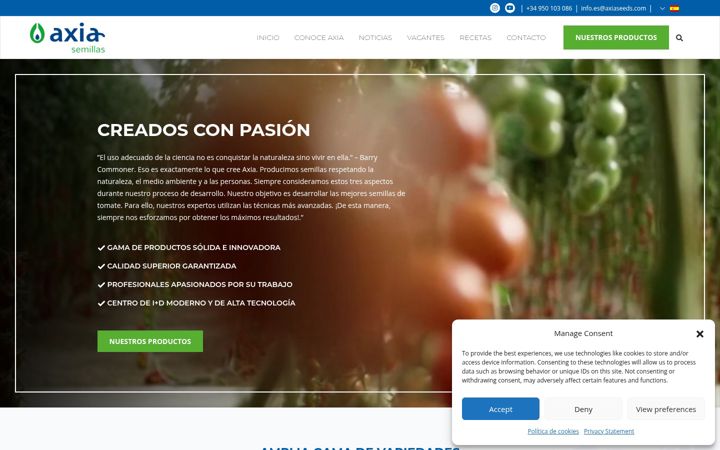Screenshot of axiasemillas.com