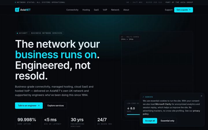 Screenshot of axiatelecom.net