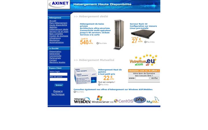 Kuvakaappaus sivustosta axinet.fr