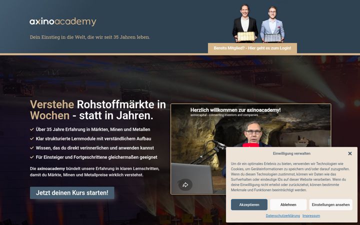 Screenshot of axinoacademy.de
