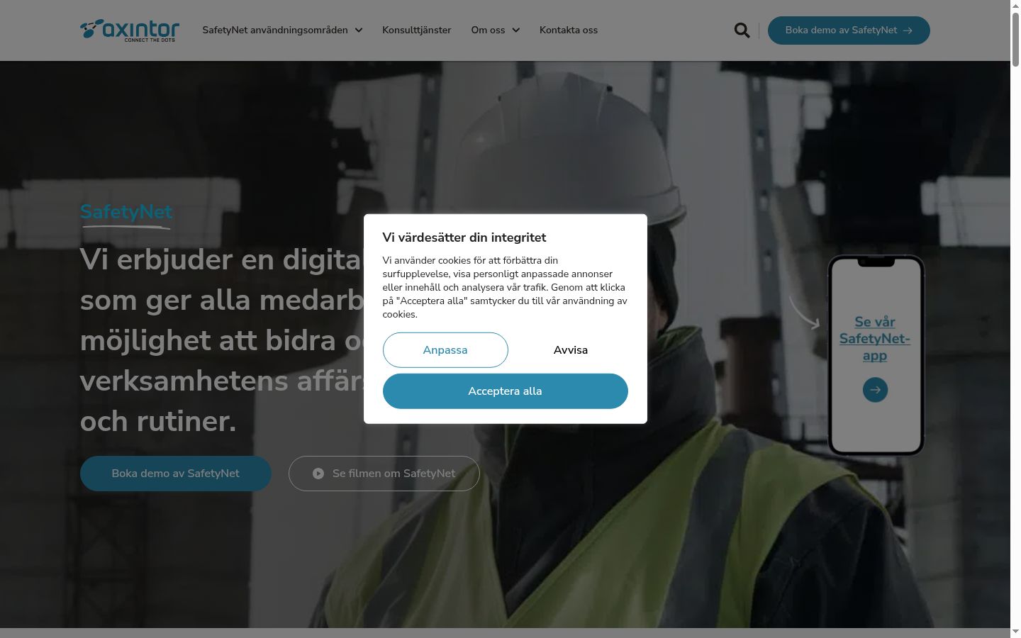 Sutikimo reklamjuostės, rodytos prieš bet kokią sąveiką, ekrano kopija