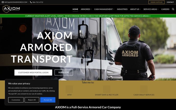 Screenshot of axiomarmored.com