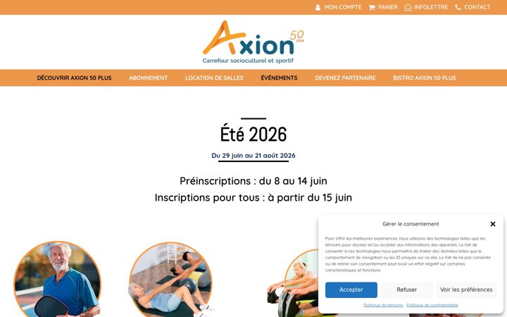 Screenshot of axion50plus.org