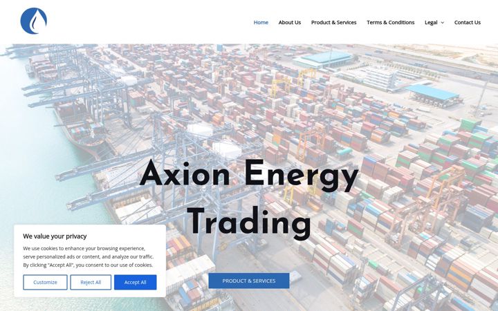 Captura de ecrã de axionenergytrading.com