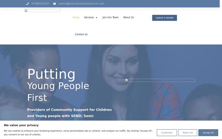 Screenshot of axionsocialcareservices.com