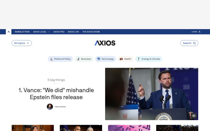 Kuvakaappaus sivustosta axios.com