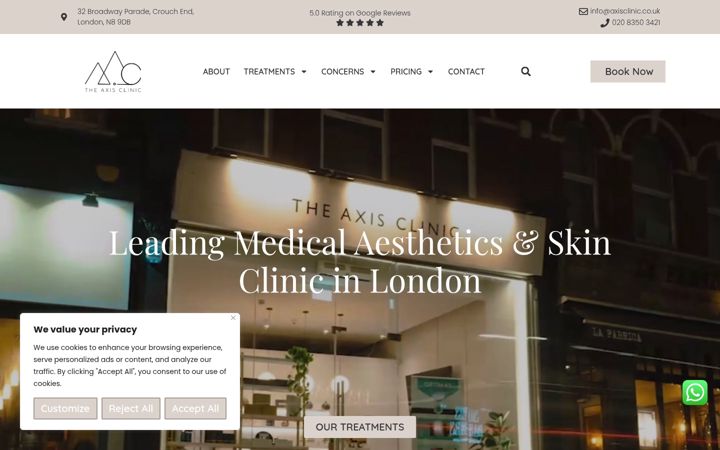 Captura de pantalla de axisclinic.co.uk
