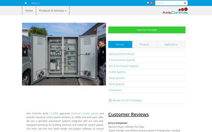 Screenshot of axiscontrols.co.uk