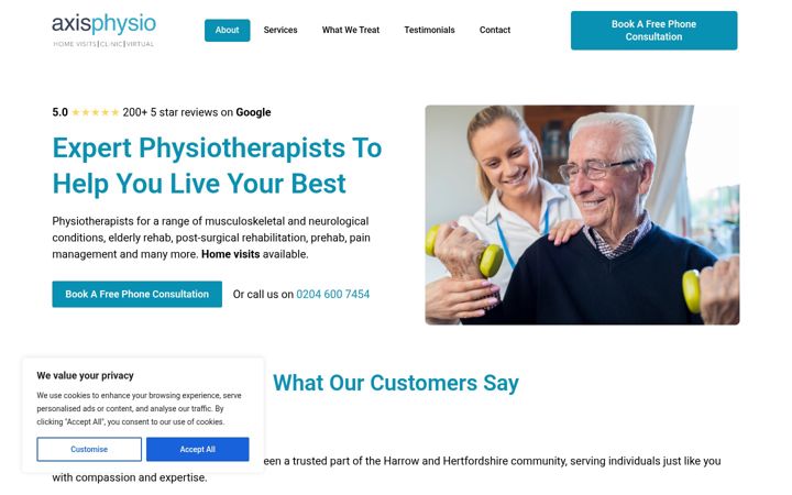 Screenshot of axisphysiotherapy.co.uk