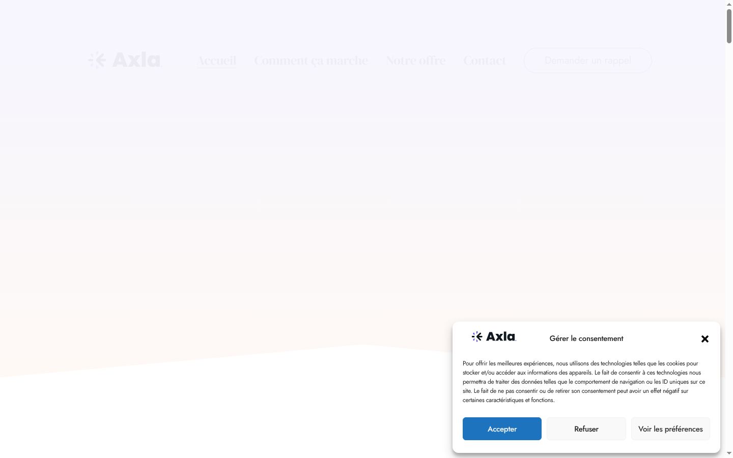 Screenshot del banner di consenso mostrato prima di qualsiasi interazione