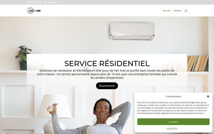 Screenshot of axlair.ca
