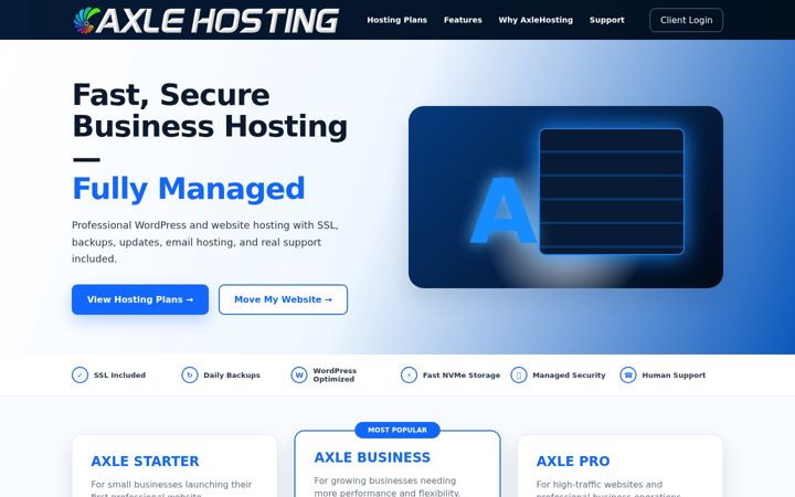 Screenshot of axlehosting.com