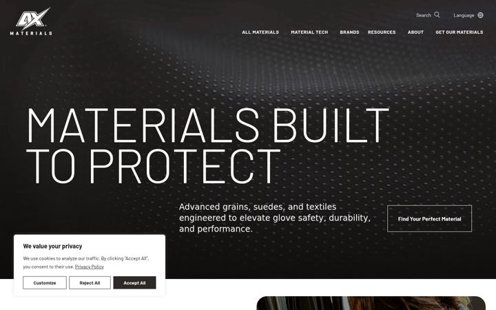 Screenshot of axmaterials.com
