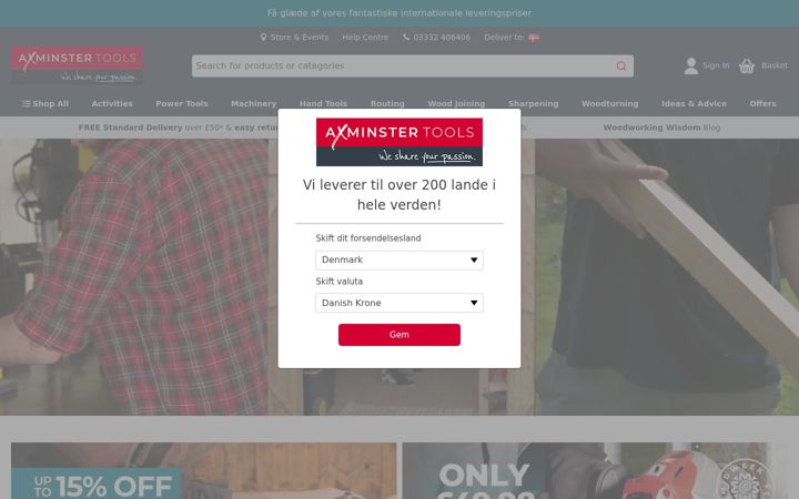 Screenshot of axminstertools.com