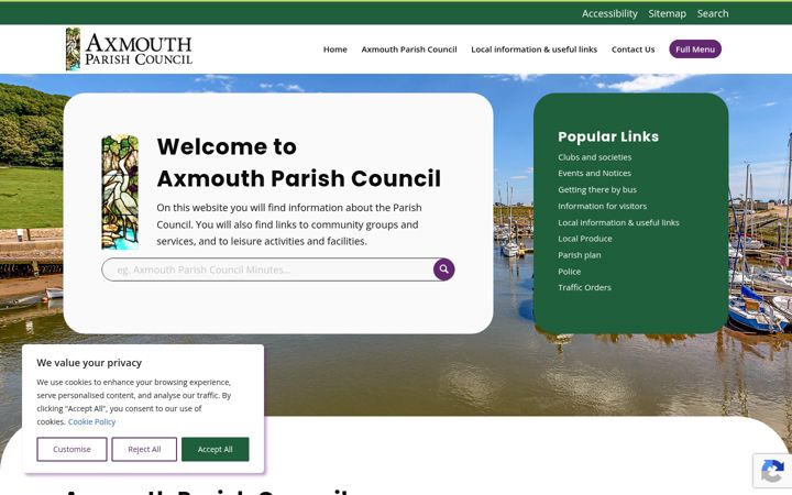 Captura de pantalla de axmouthparishcouncil.co.uk