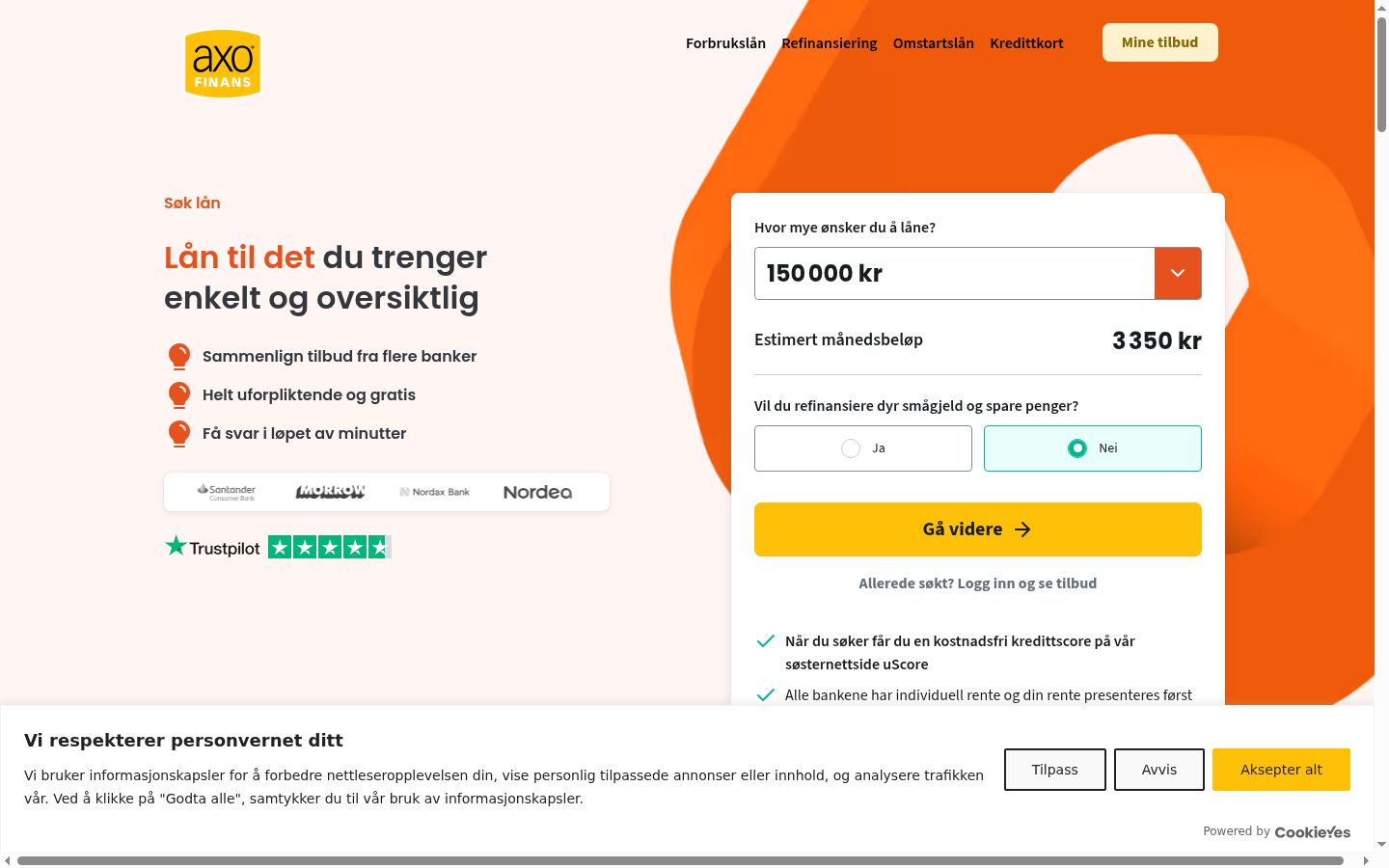Ekraanipilt nõusolekubännerist, mida näidati enne mis tahes suhtlust