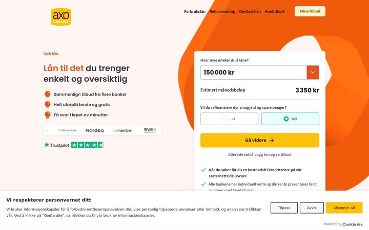Screenshot of axofinans.no