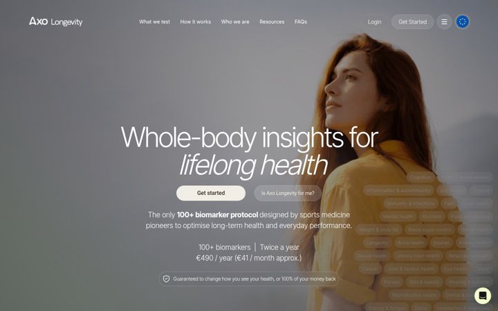 Screenshot of axolongevity.com