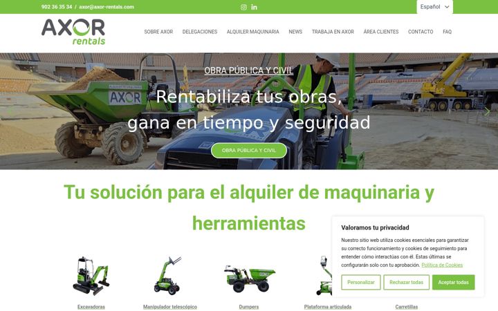 Screenshot of axor-rentals.com