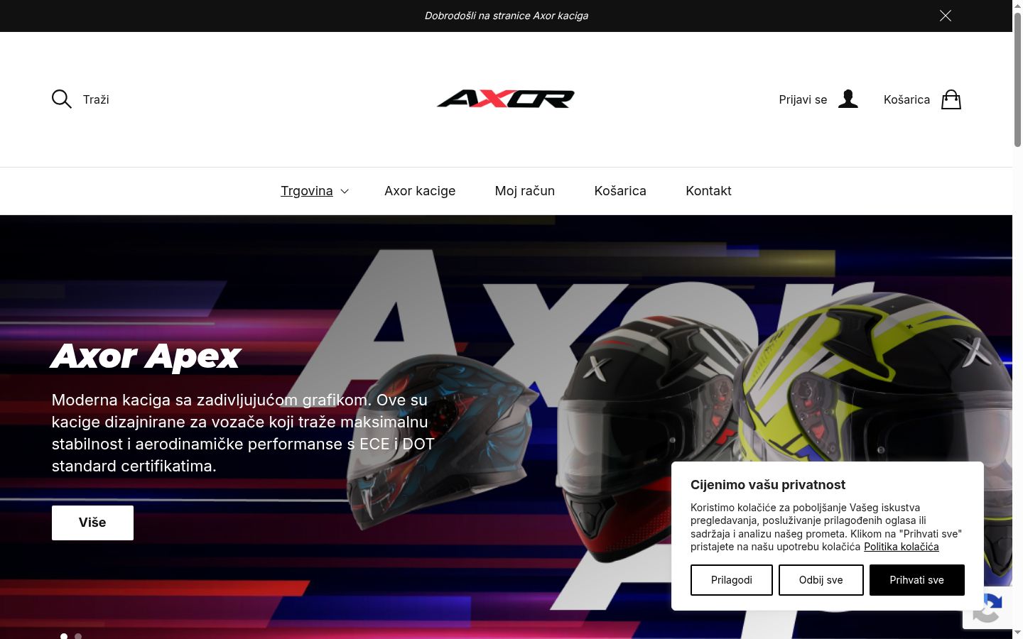 Screenshot del banner di consenso mostrato prima di qualsiasi interazione