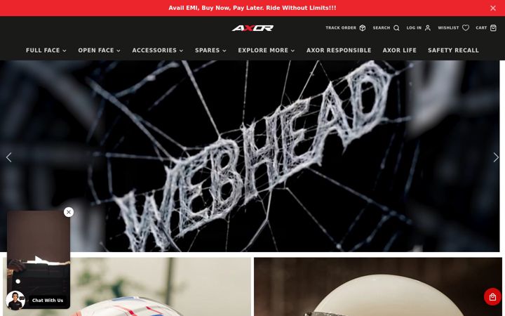 Screenshot of axorhelmets.com