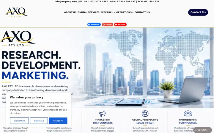 Screenshot of axqcorp.com