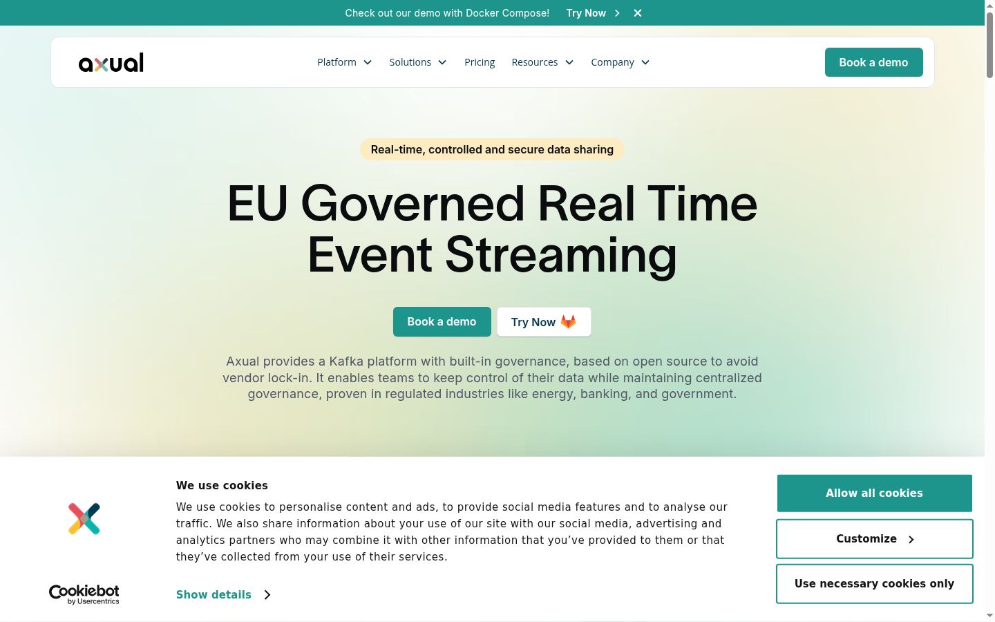 Screenshot of the consent banner shown before any interaction
