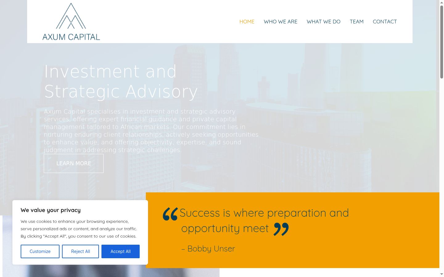 Screenshot of the consent banner shown before any interaction