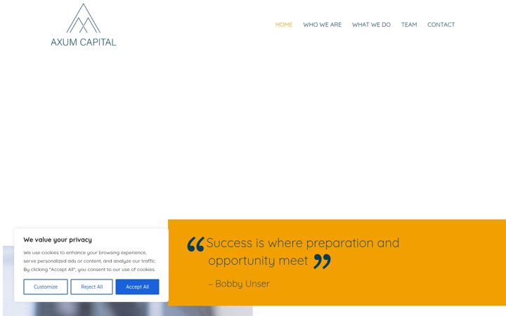 Screenshot of axumcap.com