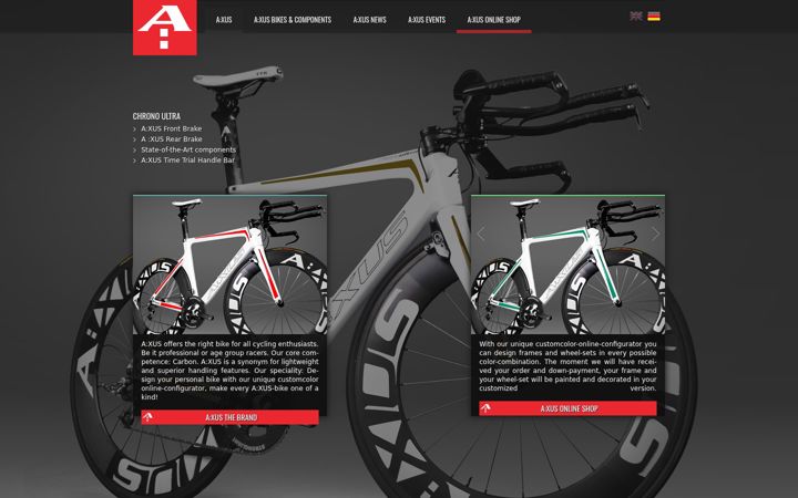 Screenshot of axus-bikes.com