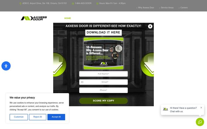 Screenshot of axxessdoor.com