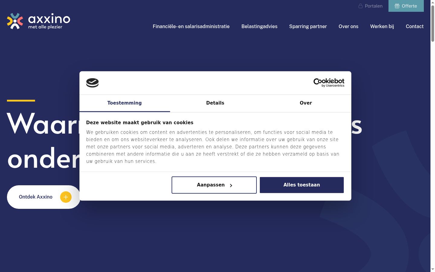 Screenshot del banner di consenso mostrato prima di qualsiasi interazione