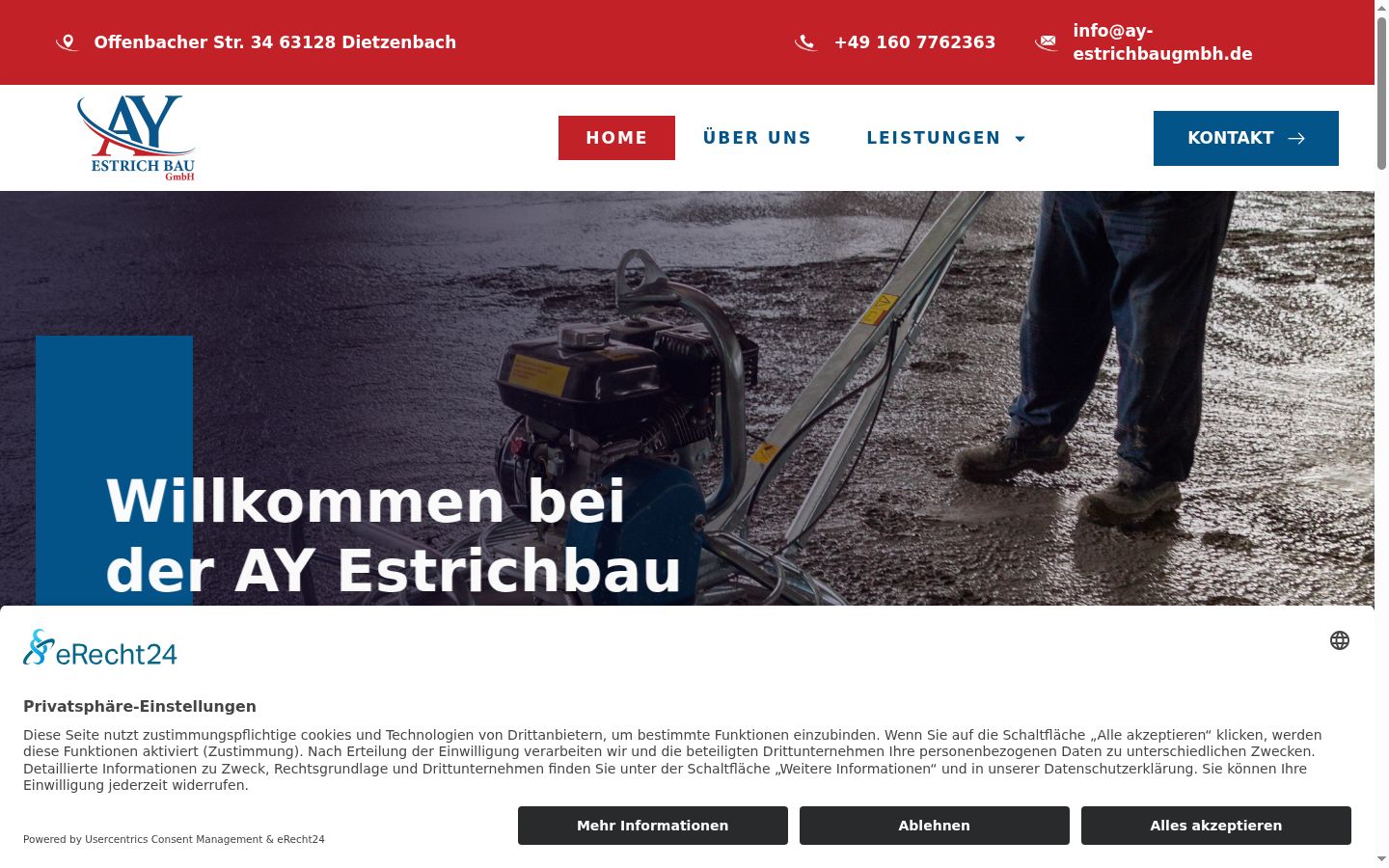 Screenshot del banner di consenso mostrato prima di qualsiasi interazione