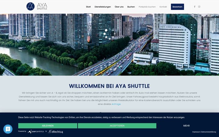 Screenshot of aya-shuttle.de