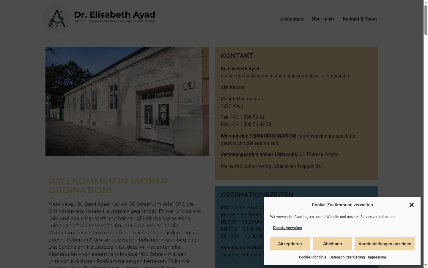 Skärmbild av samtyckesbannern som visades före någon interaktion