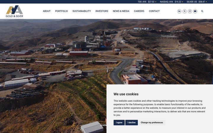 Screenshot of ayagoldsilver.com