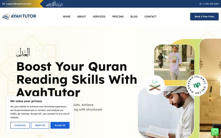 Screenshot of ayahtutor.com