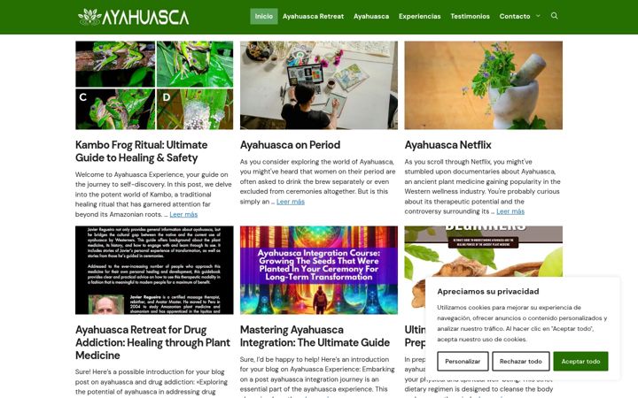 Screenshot of ayahuascaretreat.online