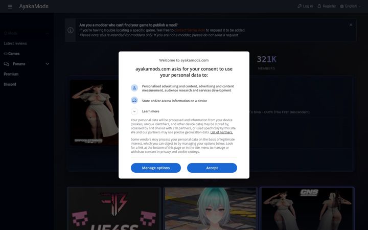 Screenshot of ayakamods.com
